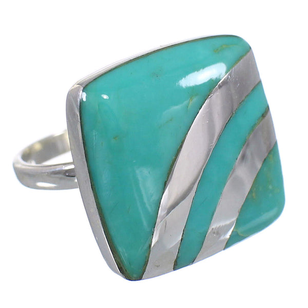Sterling Silver Turquoise Southwestern Ring Size 5-1/4 QX79318